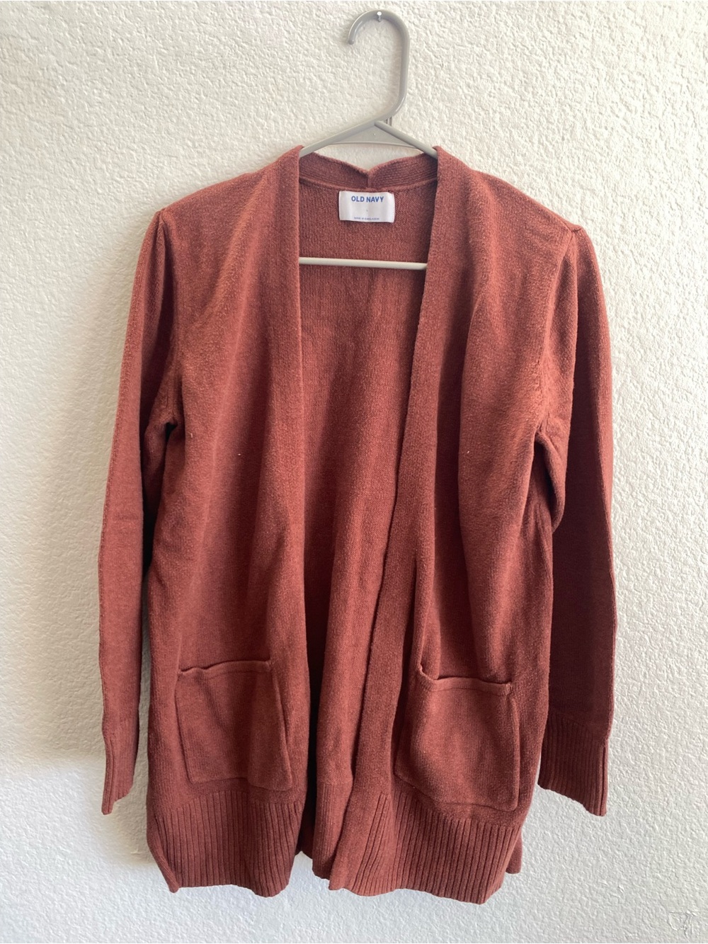 Rust Open-Front Cardigan Sweater